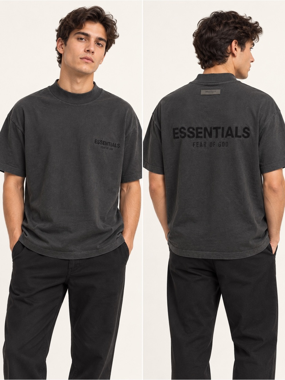 Fear of God Essentials Mock Neck Oversized Logo T-Shirt Black XS